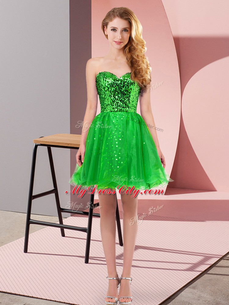 Luxurious Tulle Sleeveless Mini Length Prom Party Dress and Sequins