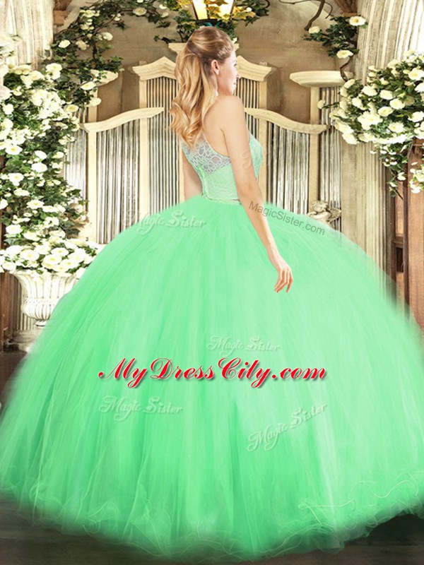 Dramatic Sleeveless Lace Zipper Quinceanera Gown