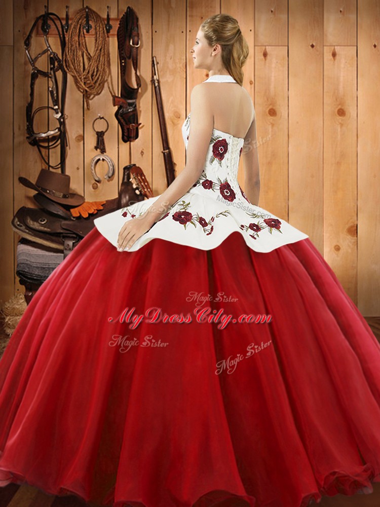 Hot Pink Sleeveless Satin and Tulle Lace Up Quinceanera Dress for Military Ball and Sweet 16 and Quinceanera