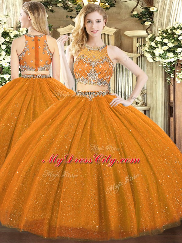 Eye-catching Beading 15 Quinceanera Dress Rust Red Zipper Sleeveless Floor Length