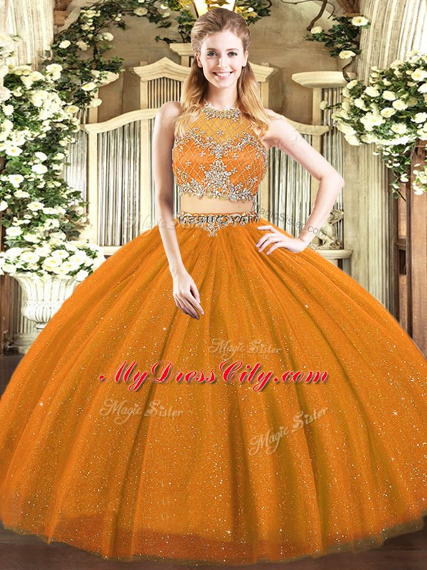 Eye-catching Beading 15 Quinceanera Dress Rust Red Zipper Sleeveless Floor Length