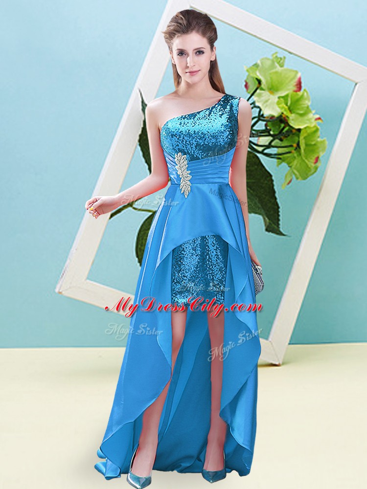 Customized Sleeveless Beading and Sequins Lace Up Prom Gown