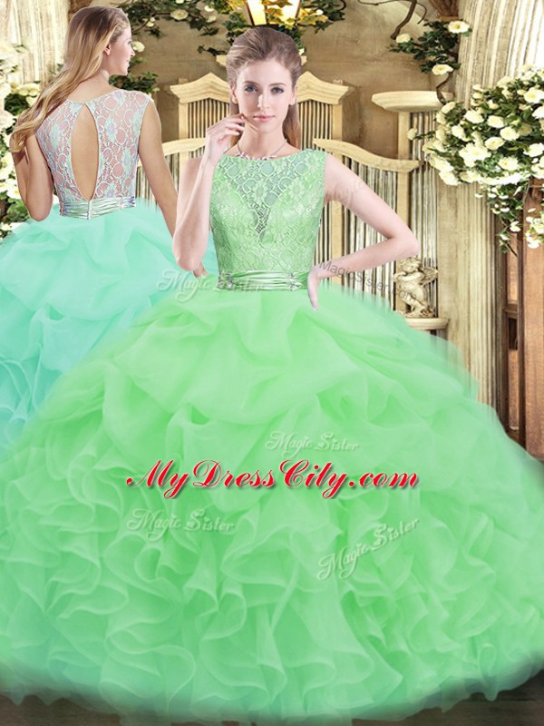 Fine Scoop Sleeveless Backless Quinceanera Dress Organza