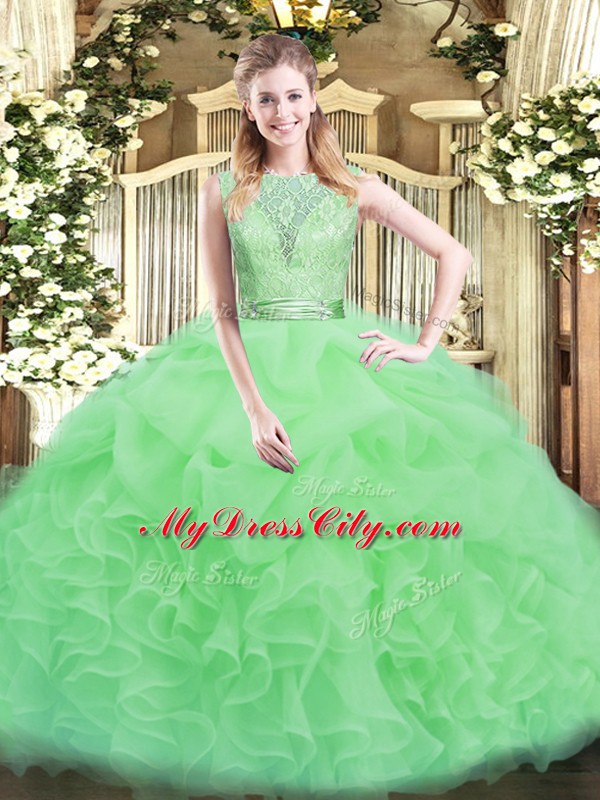 Fine Scoop Sleeveless Backless Quinceanera Dress Organza