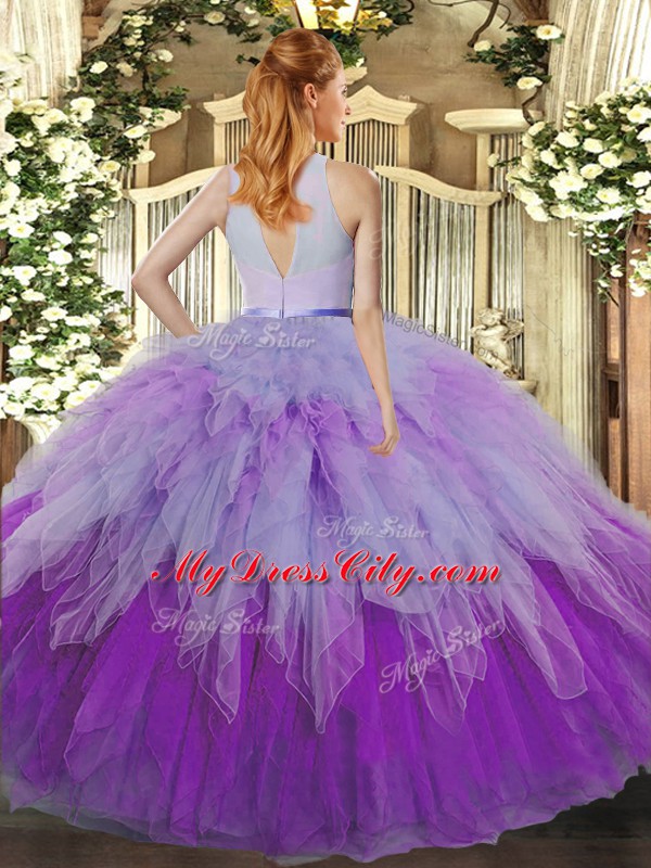 Decent Floor Length Ball Gowns Sleeveless Multi-color Quinceanera Gowns Backless