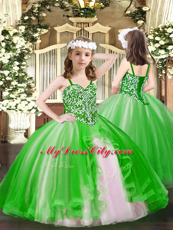 Designer Ball Gowns Quinceanera Dresses Green Sweetheart Tulle Sleeveless Floor Length Lace Up