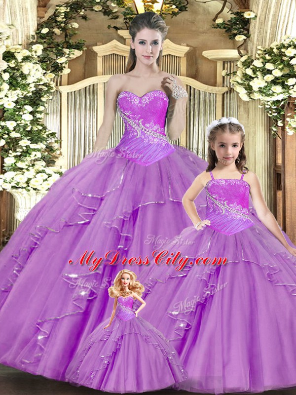 Sophisticated Sweetheart Sleeveless Lace Sweet 16 Quinceanera Dress Beading and Ruching Lace Up