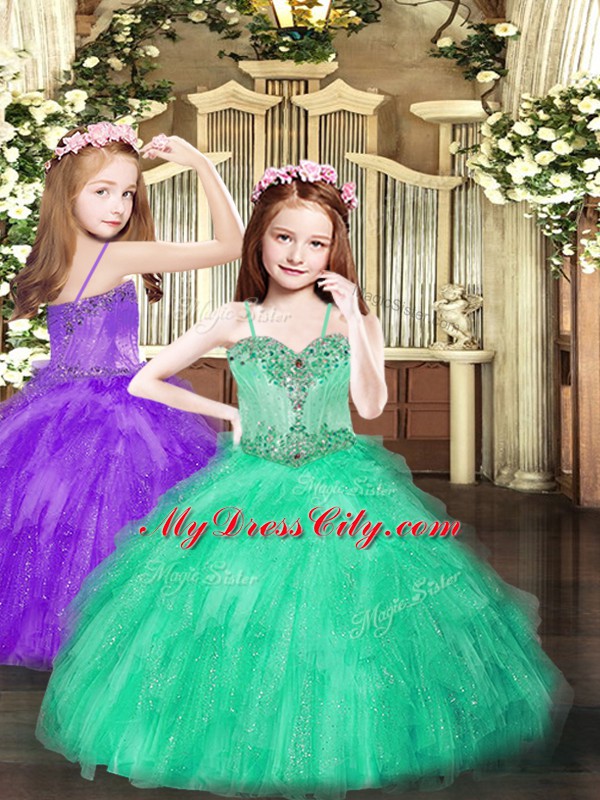 Sleeveless Lace Up Floor Length Beading and Ruffles Quinceanera Dresses