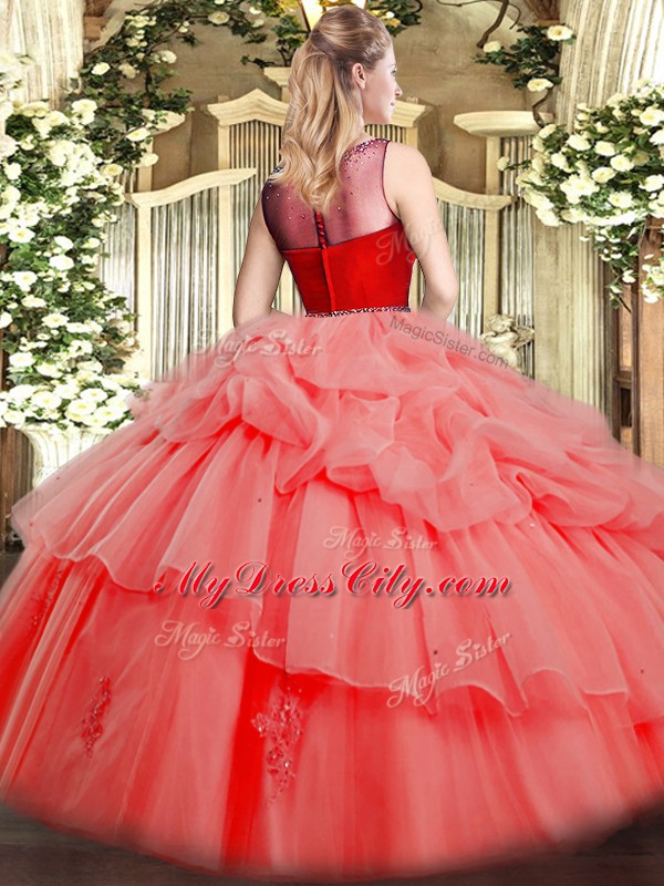 Enchanting Sleeveless Organza Zipper 15 Quinceanera Dress for Sweet 16 and Quinceanera