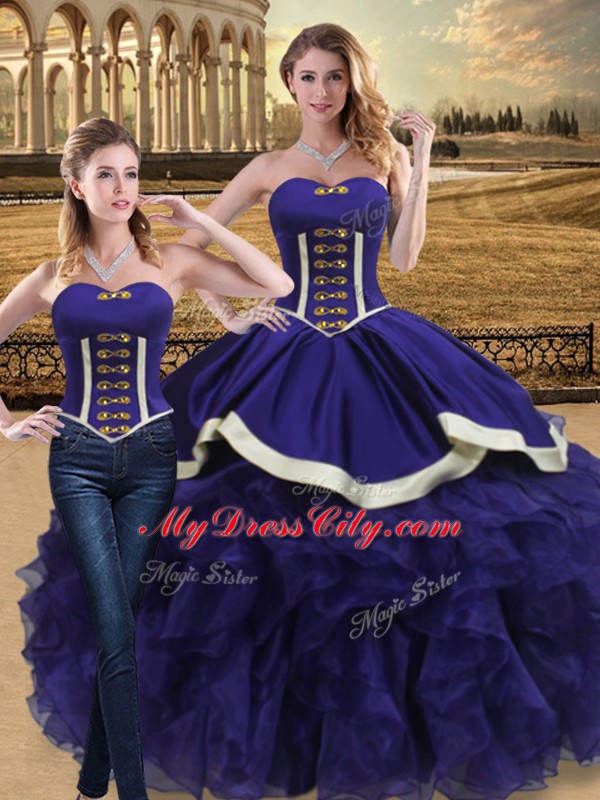 Gorgeous Floor Length Purple 15 Quinceanera Dress Sweetheart Sleeveless Lace Up