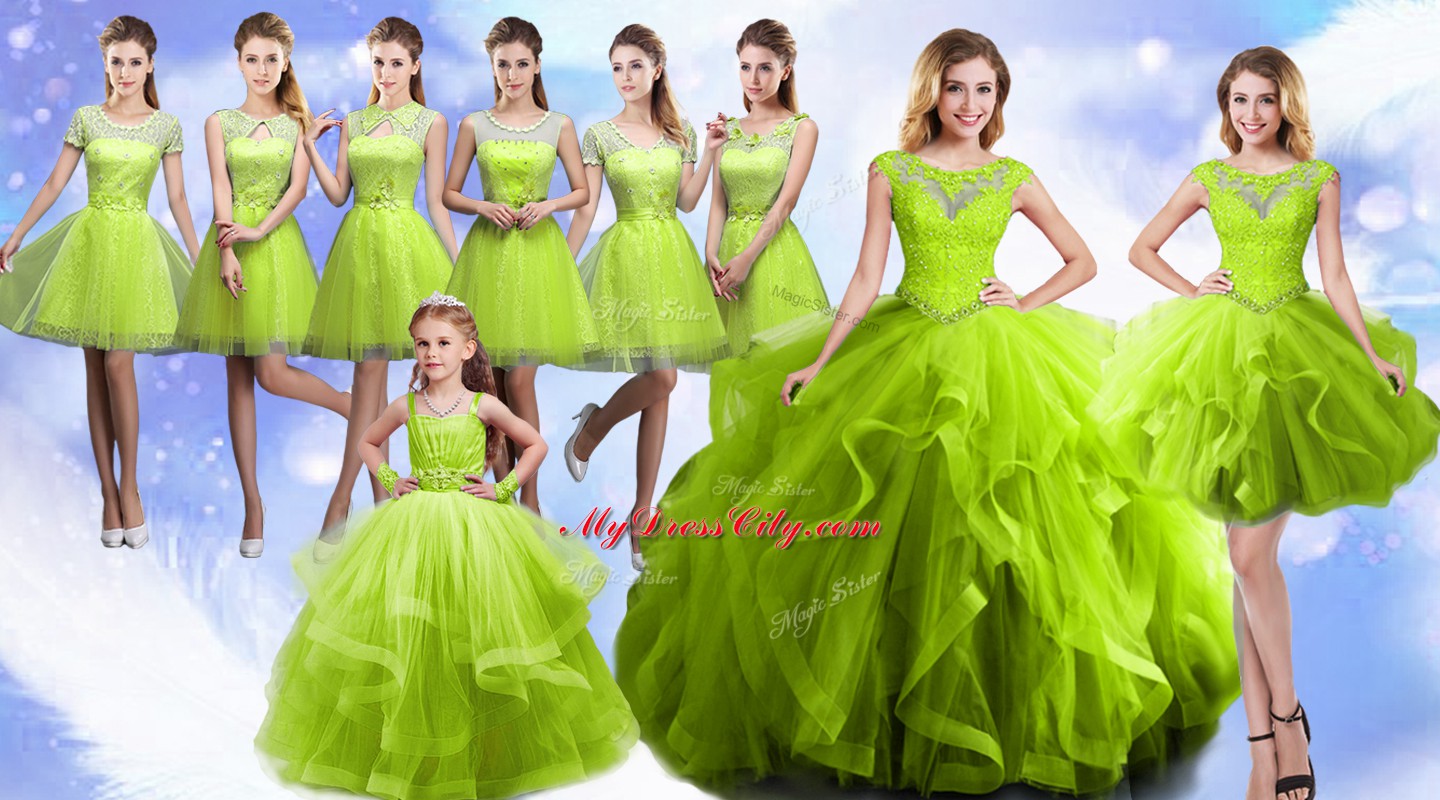 Hot Sale Sweet 16 Quinceanera Dress Military Ball and Sweet 16 and Quinceanera with Beading and Ruffles Scoop Sleeveless Lace Up