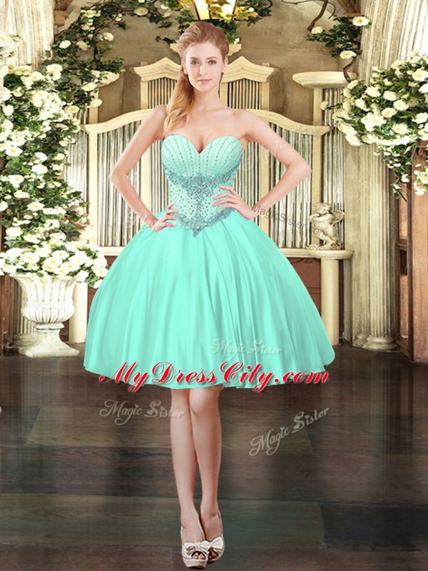 Nice Sweetheart Sleeveless Lace Up Apple Green Satin