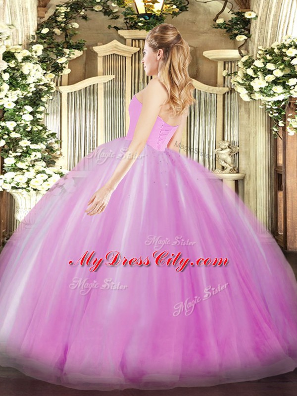 Romantic Sleeveless Tulle Floor Length Lace Up Quinceanera Dress in Champagne with Ruffles