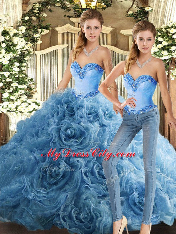 Ideal Fabric With Rolling Flowers Sleeveless Floor Length Quinceanera Gown and Beading