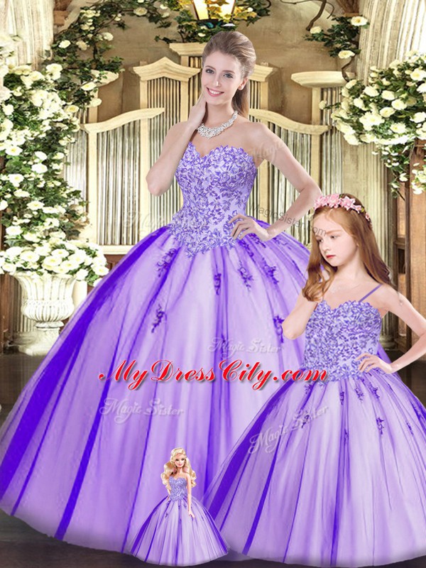 Sophisticated Purple Lace Up Sweet 16 Dress Beading Sleeveless Floor Length