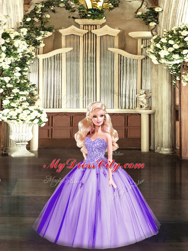 Sophisticated Purple Lace Up Sweet 16 Dress Beading Sleeveless Floor Length