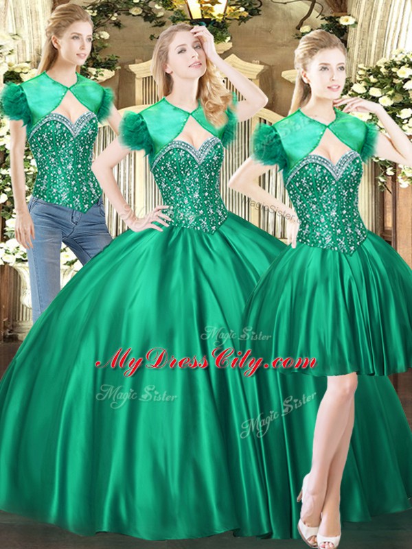 Lovely Green Quince Ball Gowns Military Ball and Sweet 16 and Quinceanera with Beading Sweetheart Sleeveless Lace Up