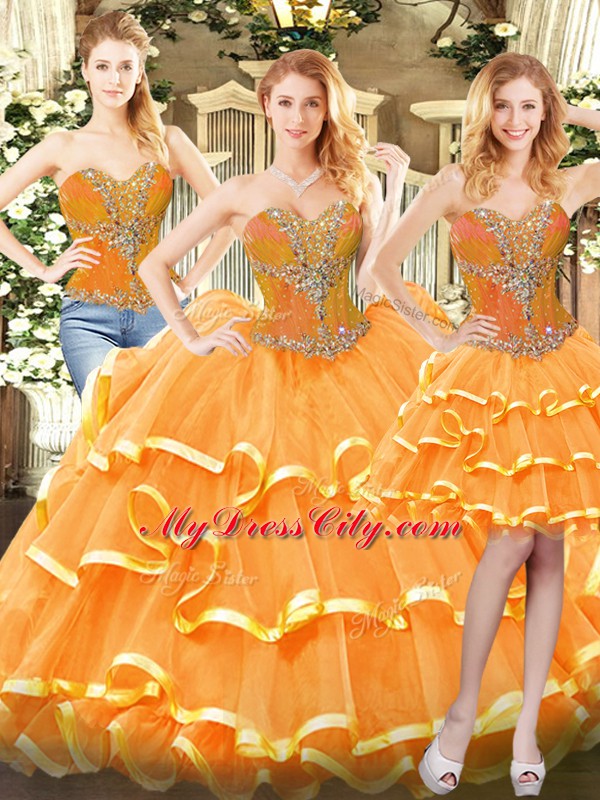 Chic Sleeveless Lace Up Floor Length Beading and Ruffled Layers Sweet 16 Quinceanera Dress