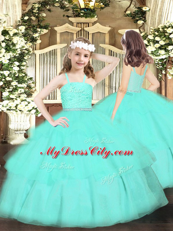 Ideal Apple Green Sweetheart Neckline Lace and Ruffled Layers 15th Birthday Dress Sleeveless Zipper