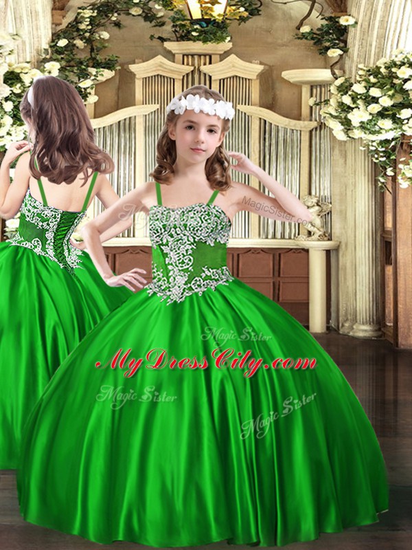 Beauteous Green Organza Lace Up Strapless Sleeveless Floor Length Sweet 16 Dress Beading