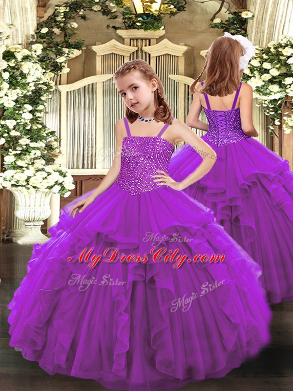 Wonderful Organza Sleeveless Floor Length Quinceanera Gown and Beading and Ruffles