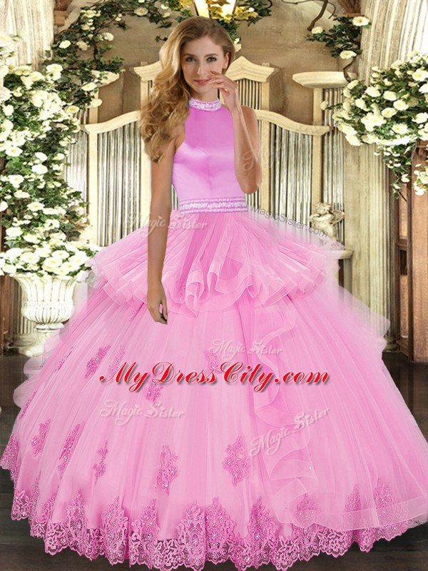 Sleeveless Beading and Ruffles Backless Sweet 16 Quinceanera Dress