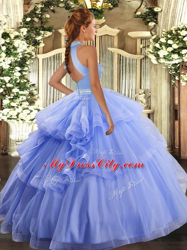 Sleeveless Beading and Ruffles Backless Sweet 16 Quinceanera Dress