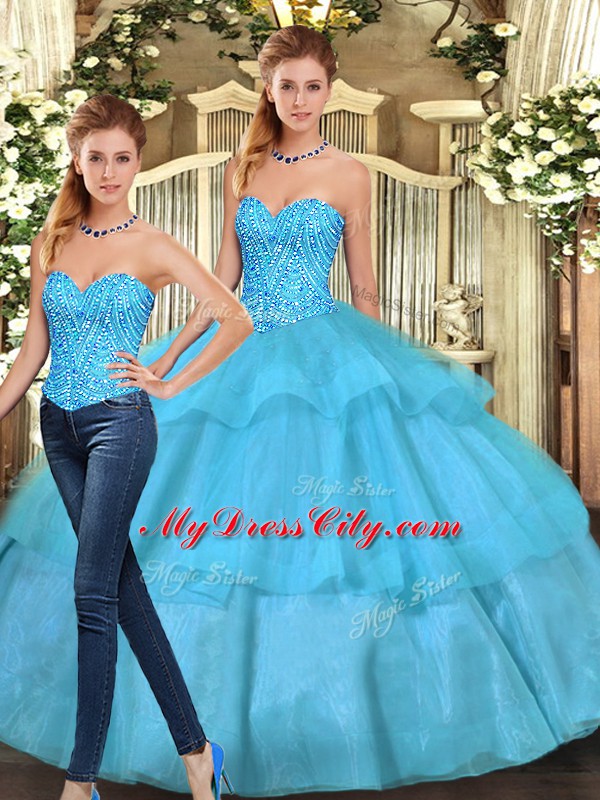 Sleeveless Ruffled Layers Lace Up 15 Quinceanera Dress