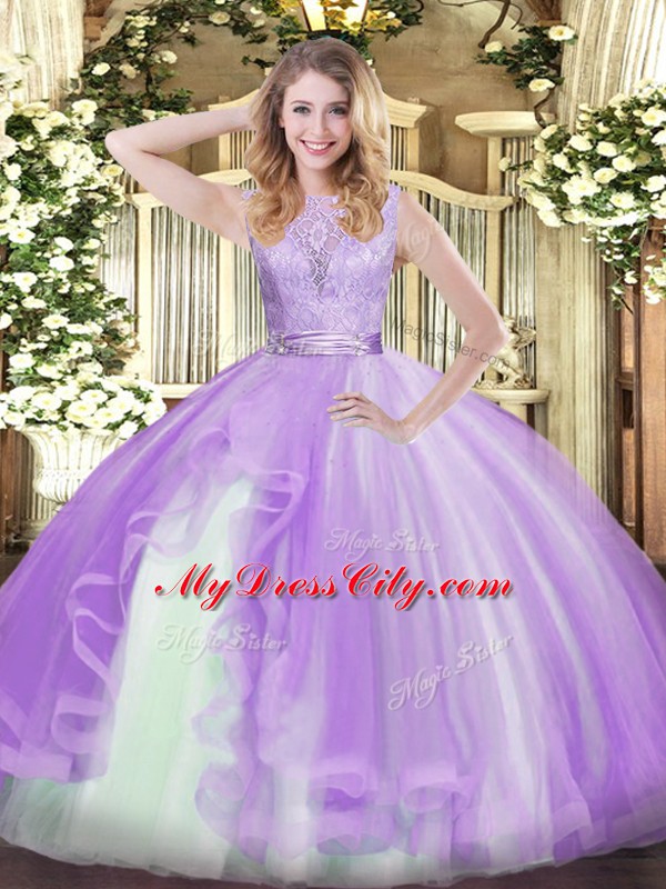 Great Sleeveless Lace and Ruffles Backless Quinceanera Dress