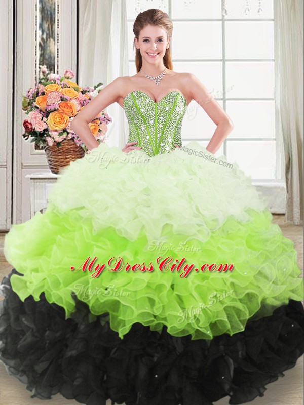 Sleeveless Beading and Ruffles Lace Up 15 Quinceanera Dress