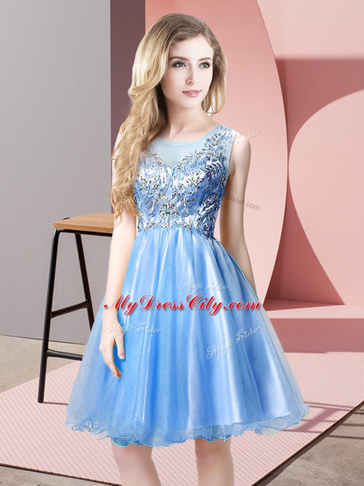 Sleeveless Beading Zipper Prom Evening Gown