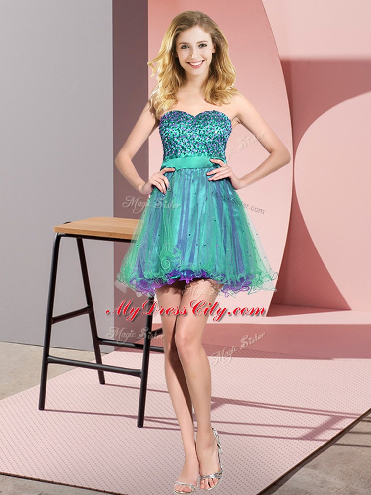 Sweetheart Sleeveless Lace Up Bridesmaid Dress Multi-color Tulle