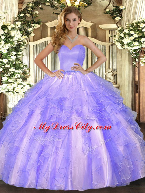 New Arrival Organza Sleeveless Floor Length Quinceanera Gowns and Ruffles