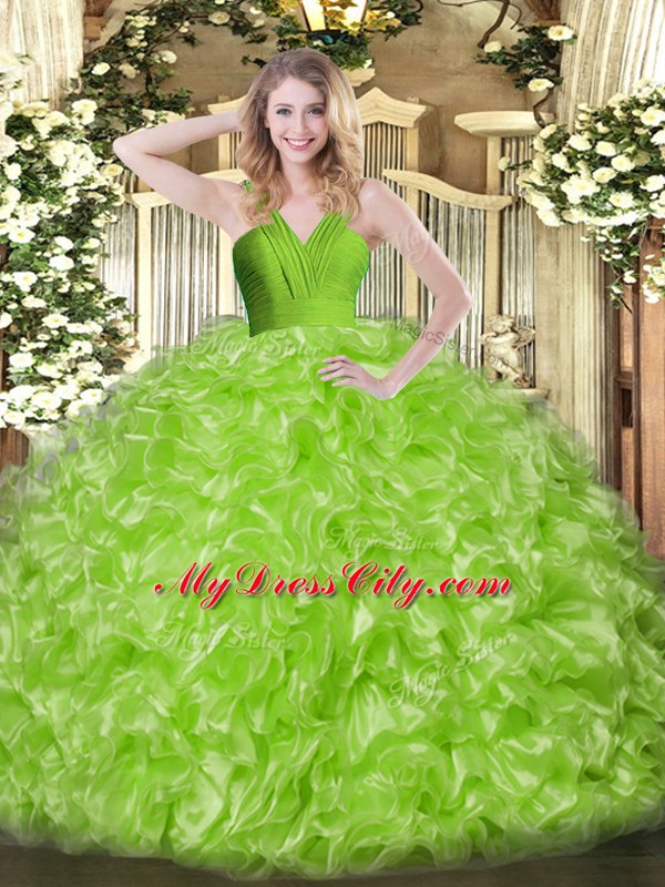 New Arrival Sleeveless Organza Zipper Quinceanera Gowns for Military Ball and Sweet 16 and Quinceanera