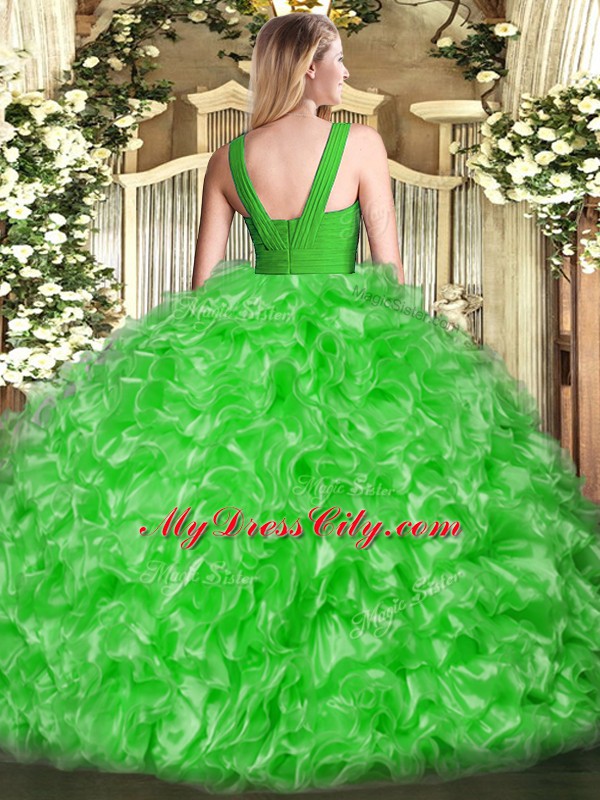 New Arrival Sleeveless Organza Zipper Quinceanera Gowns for Military Ball and Sweet 16 and Quinceanera