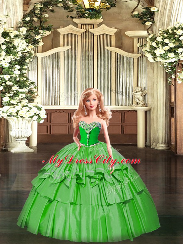 Attractive Sleeveless Lace Up Floor Length Beading and Ruffled Layers Sweet 16 Dresses