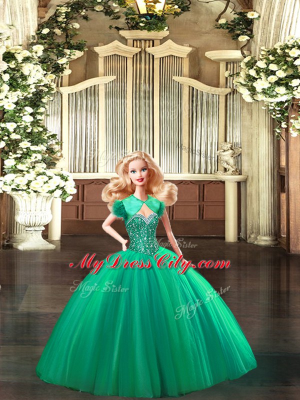 Elegant Sleeveless Lace Up Floor Length Beading Quinceanera Gowns