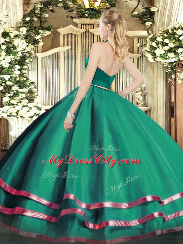 Sleeveless Ruffled Layers Zipper Quinceanera Gowns