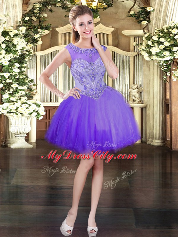 Elegant Eggplant Purple Three Pieces Tulle Scoop Sleeveless Beading Floor Length Zipper Sweet 16 Dress