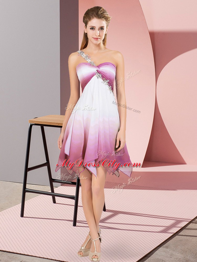 Customized Multi-color Empire Beading Prom Dress Lace Up Fading Color Sleeveless Asymmetrical