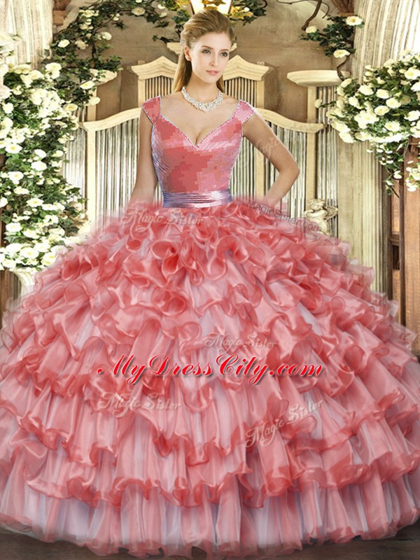 Discount Sleeveless Zipper Floor Length Ruffled Layers Quinceanera Gown