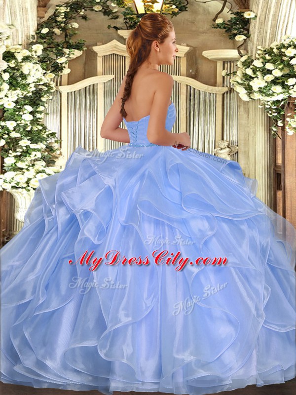 Superior Lavender Sleeveless Ruffles Floor Length Vestidos de Quinceanera