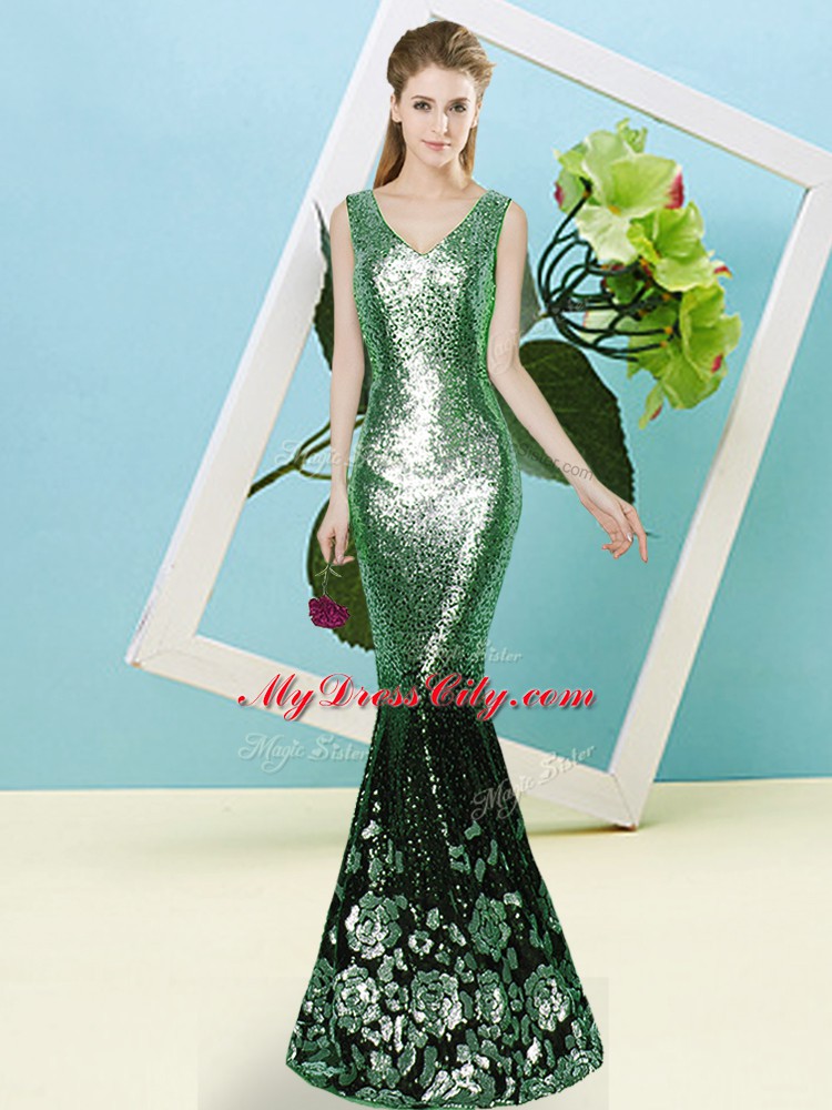 Floor Length Zipper for Prom and Party with Sequins