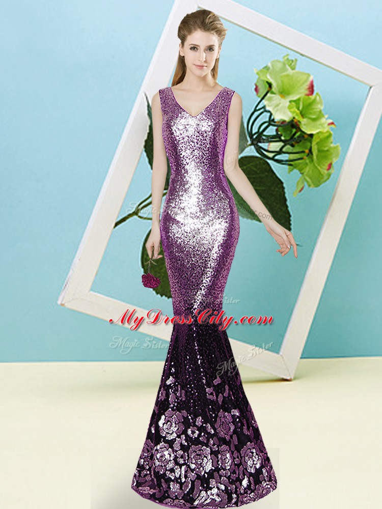 Sleeveless Sequins Zipper Prom Dresses