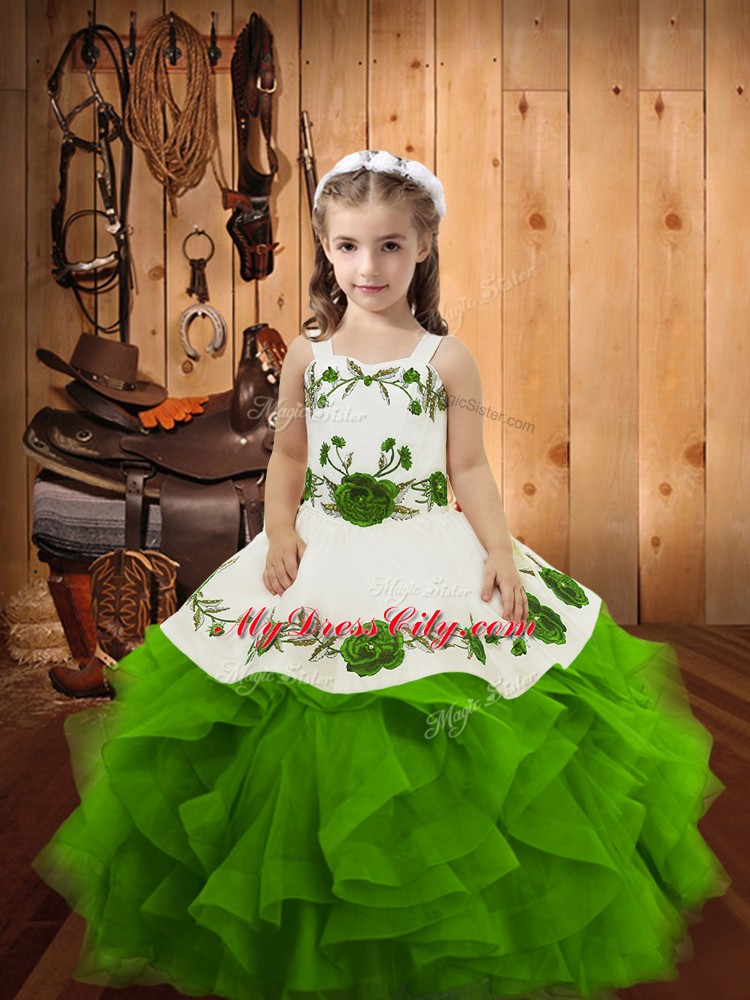 Inexpensive Sleeveless Tulle Lace Up Girls Pageant Dresses for Sweet 16 and Quinceanera