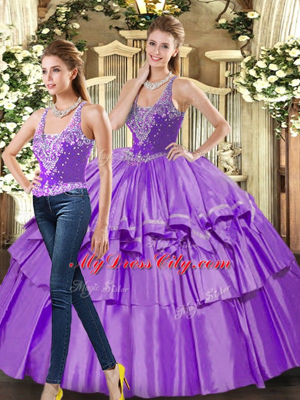 Captivating Sleeveless Lace Up Floor Length Ruffled Layers 15 Quinceanera Dress