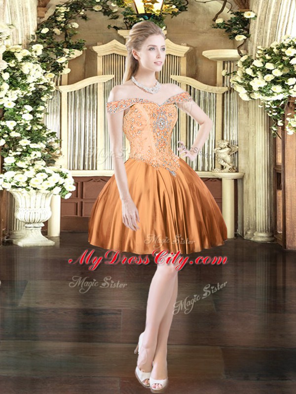 Glamorous Orange Red Sleeveless Satin Lace Up Prom Dresses for Prom and Party