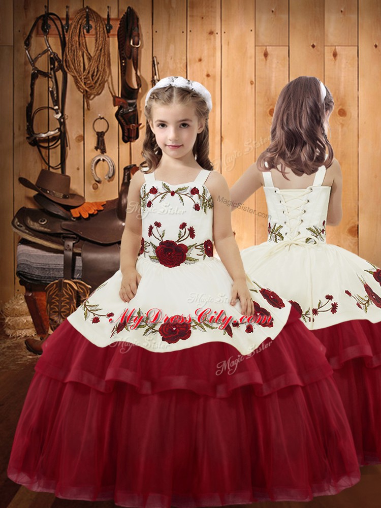 Halter Top Sleeveless Satin and Organza Quinceanera Dresses Embroidery and Ruffled Layers Brush Train Lace Up