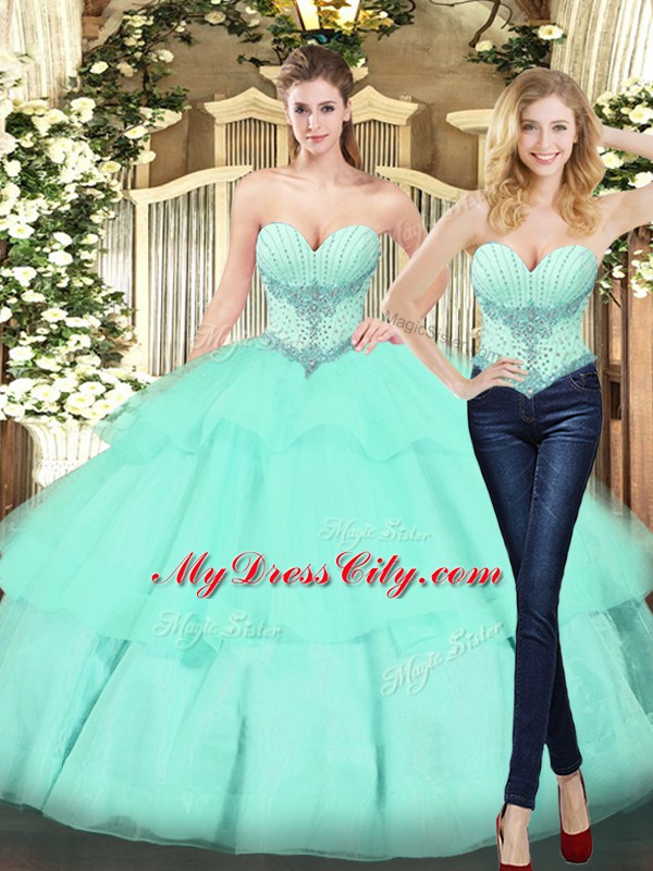 Sexy Ball Gowns Sweet 16 Quinceanera Dress Apple Green Sweetheart Organza Sleeveless Floor Length Lace Up