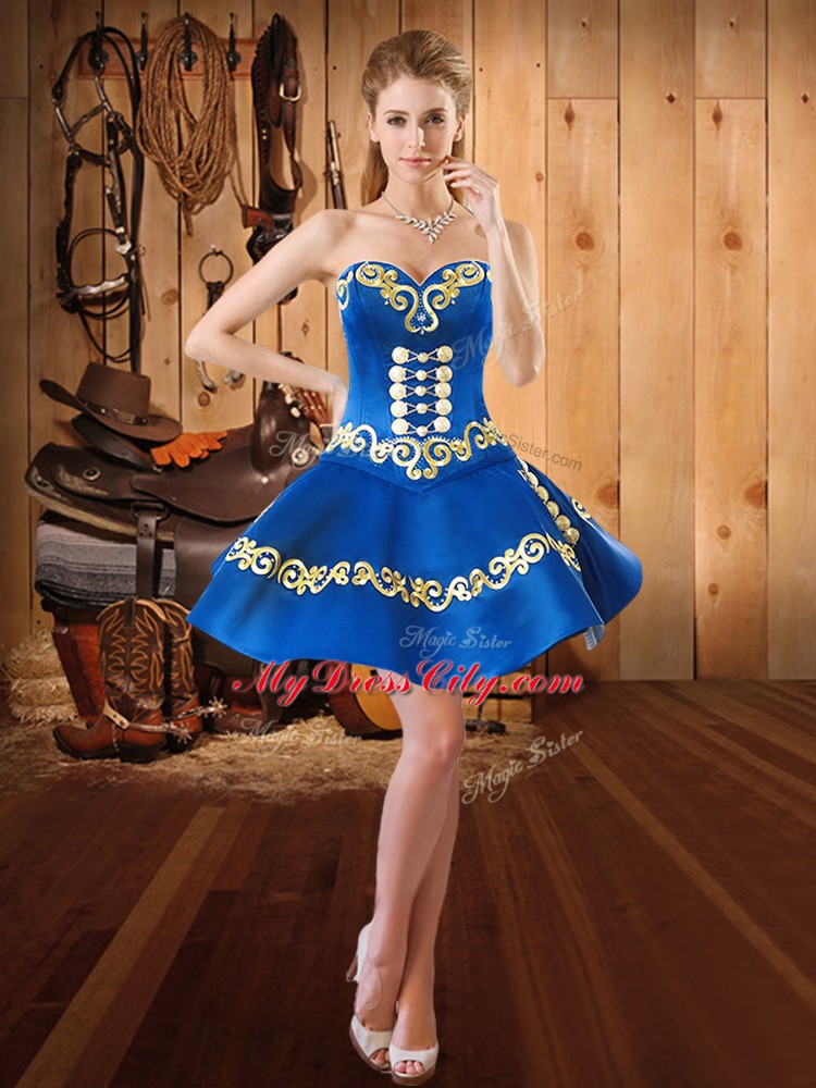 Chic Multi-color Sweetheart Neckline Embroidery Sweet 16 Dress Sleeveless Lace Up